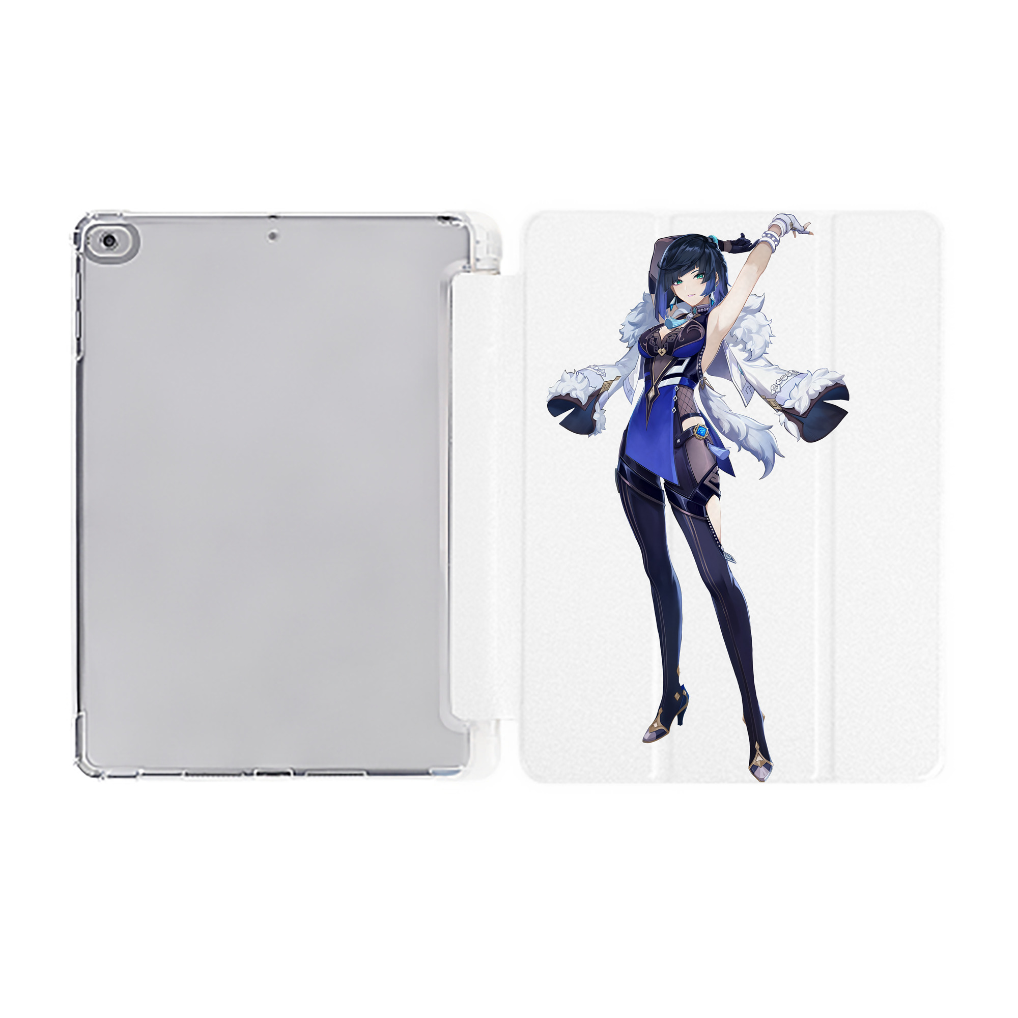 げんし神 夜兰 やらん genshin Yaran IPad ケース ペン収納付き 三つ折りスタンド PUレザー×シリコン 対応機種9.5/10.5/10.9インチ